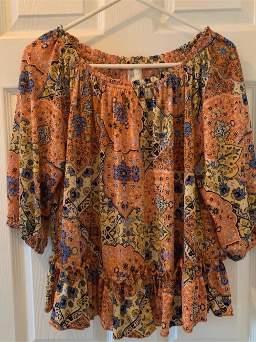 Boho Floral Paisley Peasant Style Top by MELLODAY • Sz. M • Like NEW